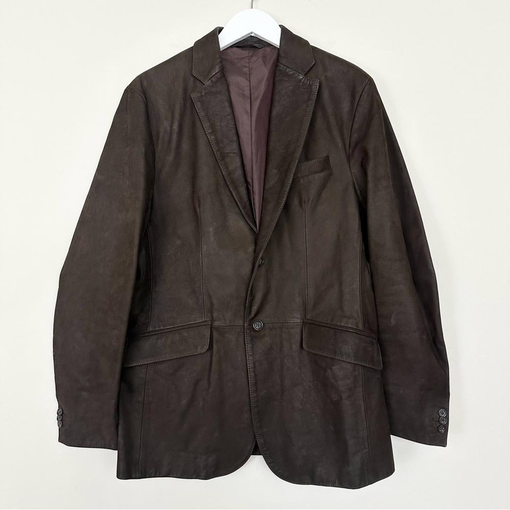 Banana Republic Brown Leather Blazer Coat